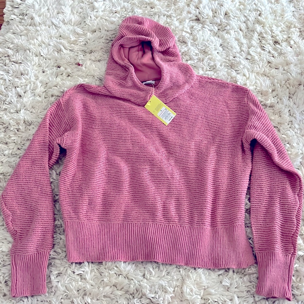 Salmon colored hooded sweater